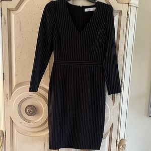 Ali & Jay Tailored Fit Pin Striped Classy Long Sleeve V Neck Dress A Line Style